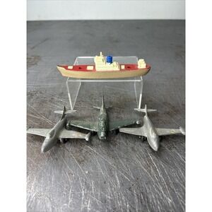 Vintage Tootsie Toy Plane F9F-2 Navy Panther X2 Cargo Ship Midgetoy Metal Toys
